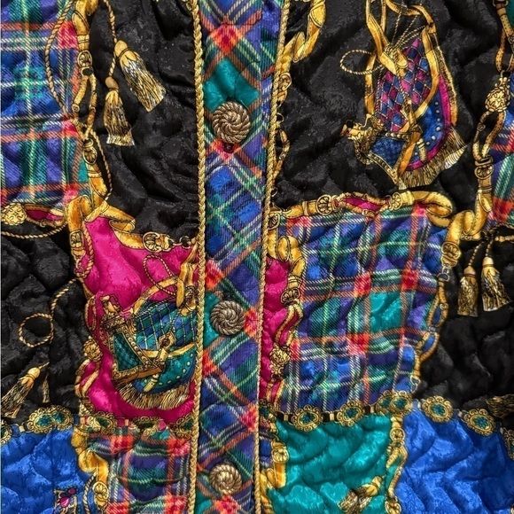 Women's Jackets size 12 multi color boho vintage patchwork maximalist glam D - Picture 5 of 9